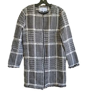 Cupcakes and Cashmere Fernando Jacket Black White Herringbone Jacket Size Large